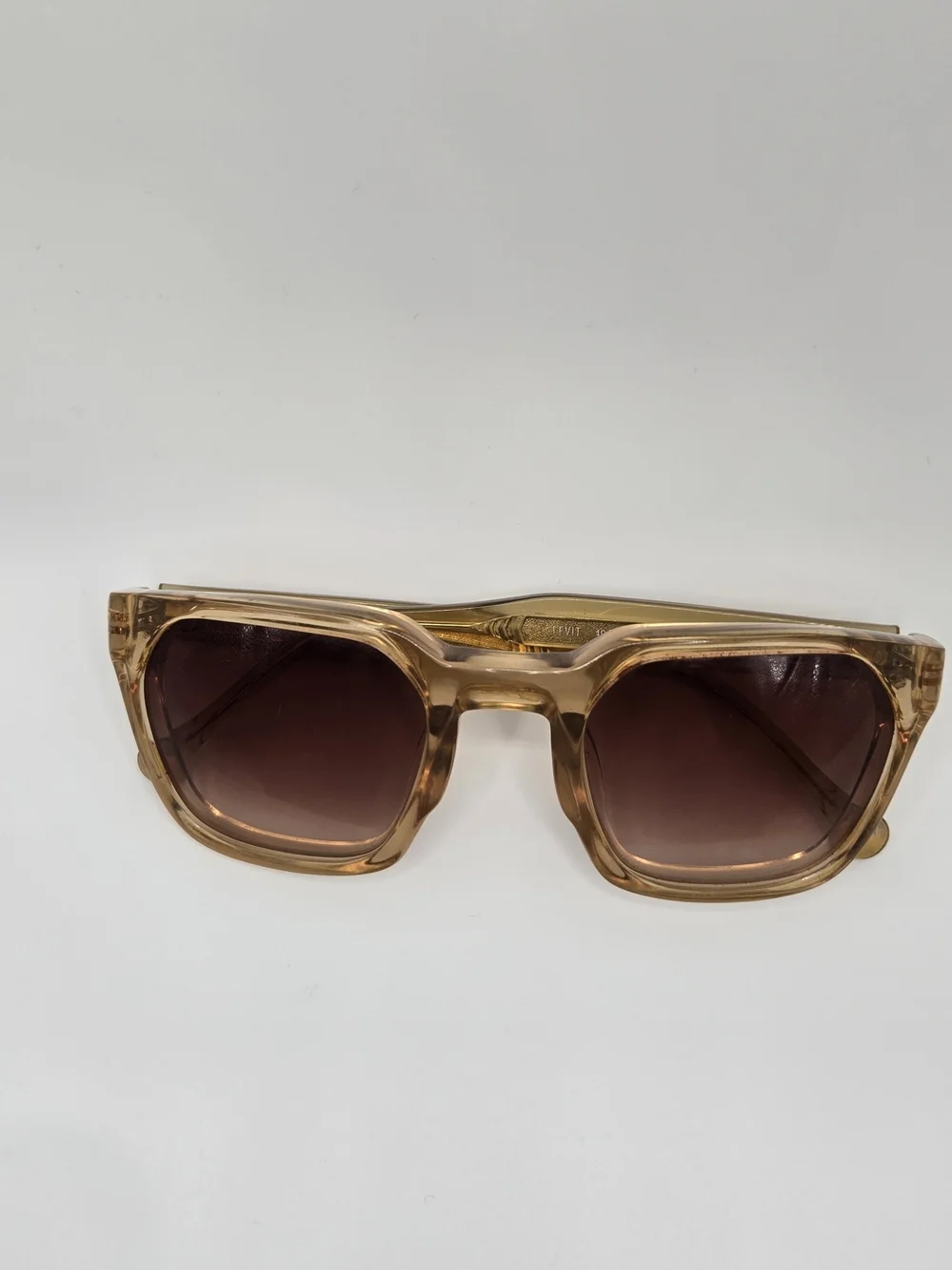 Steven Alan Optical Transparent Beige Sunglasses with Brown Gradient Lenses